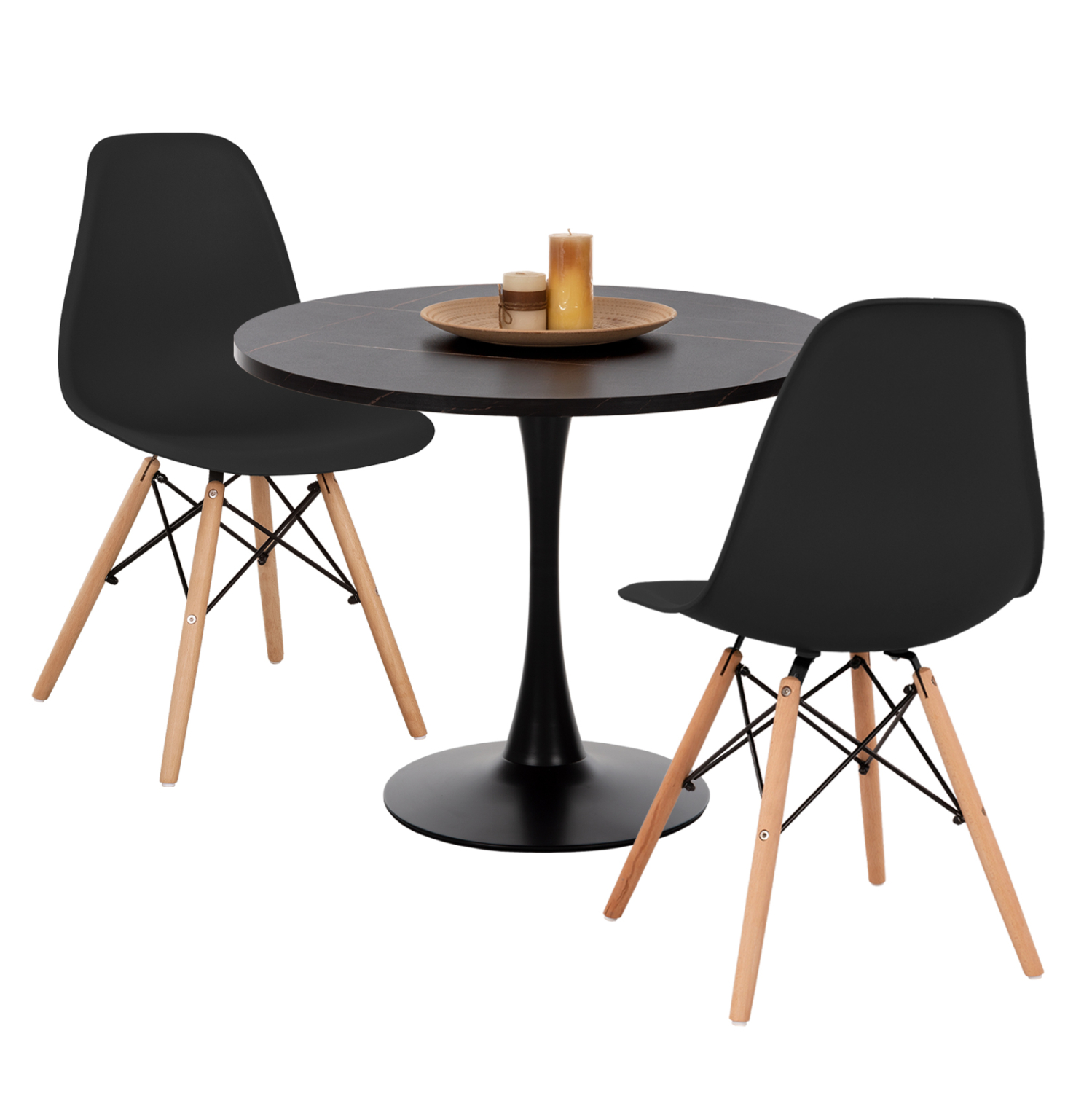 ΣΕΤ ΤΡΑΠΕΖΑΡΙΑΣ 3ΤΜΧ FB921389 ΣΤΡΟΓΓΥΛΟ ΤΡΑΠΕΖΙ--2 ΚΑΡΕΚΛΕΣ ΣΕ ΜΑΥΡΟ