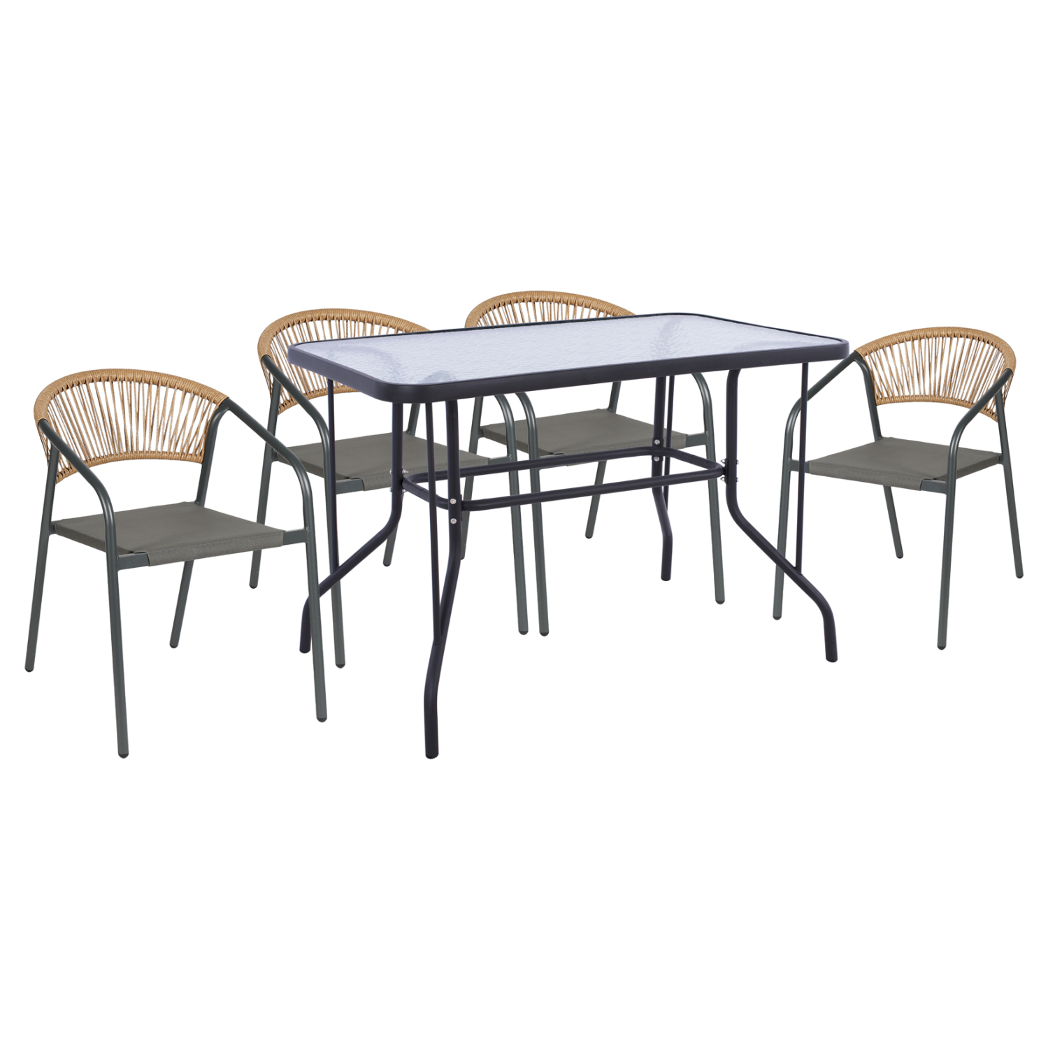 ΣΕΤ ΤΡΑΠΕΖΑΡΙΑΣ 5ΤΜΧ FB910727.01 ΚΑΡΕΚΛΕΣ ΜΕΤΑΛΛΙΚΕΣ & ΤΡΑΠΕΖΙ 110x60εκ ΓΚΡΙ