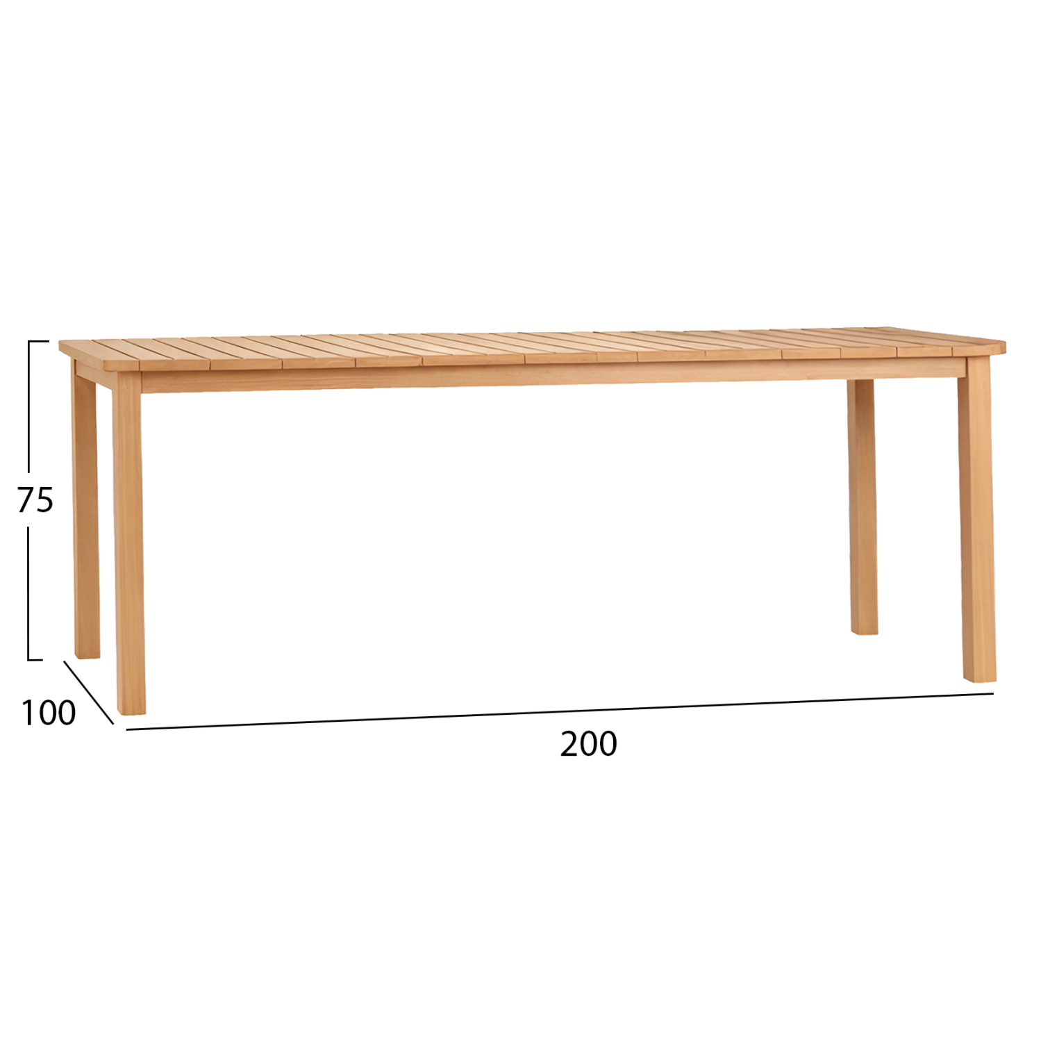 ΤΡΑΠΕΖΙ ΟΡΘΟΓΩΝΙΟ FB96616 ΞΥΛΟ TEAK--ΦΥΣΙΚΟ 200x100x75Υεκ. - Image 2