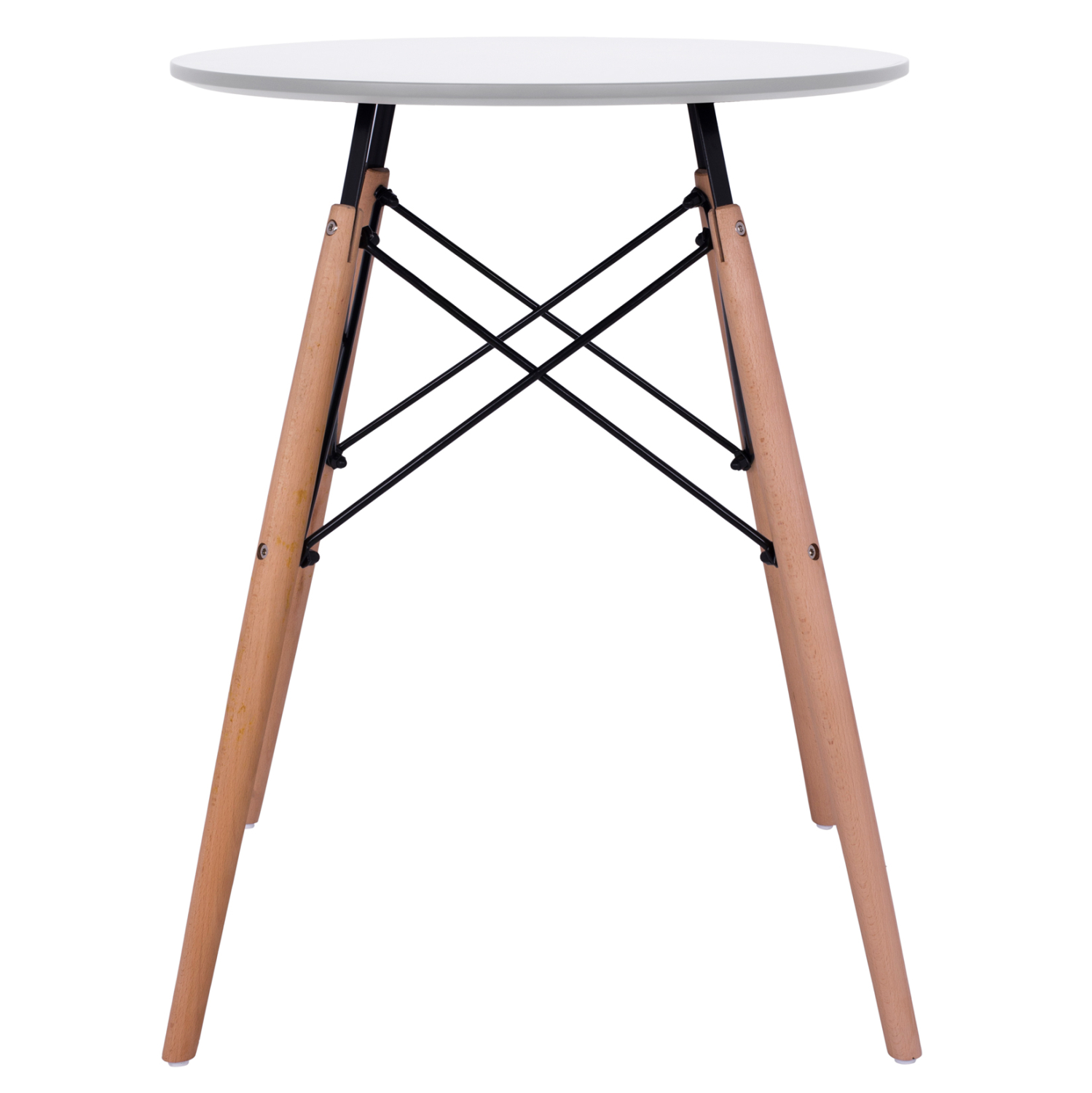 ΤΡΑΠΕΖΙ ΣΤΡΟΓΓΥΛΟ FB90060.01 ΛΕΥΚΟ ΧΡΩΜΑ MDF-ΠΟΔΙΑ ΟΞΙΑΣ ΦΥΣΙΚΟ Φ60Χ72Υεκ. - Image 3