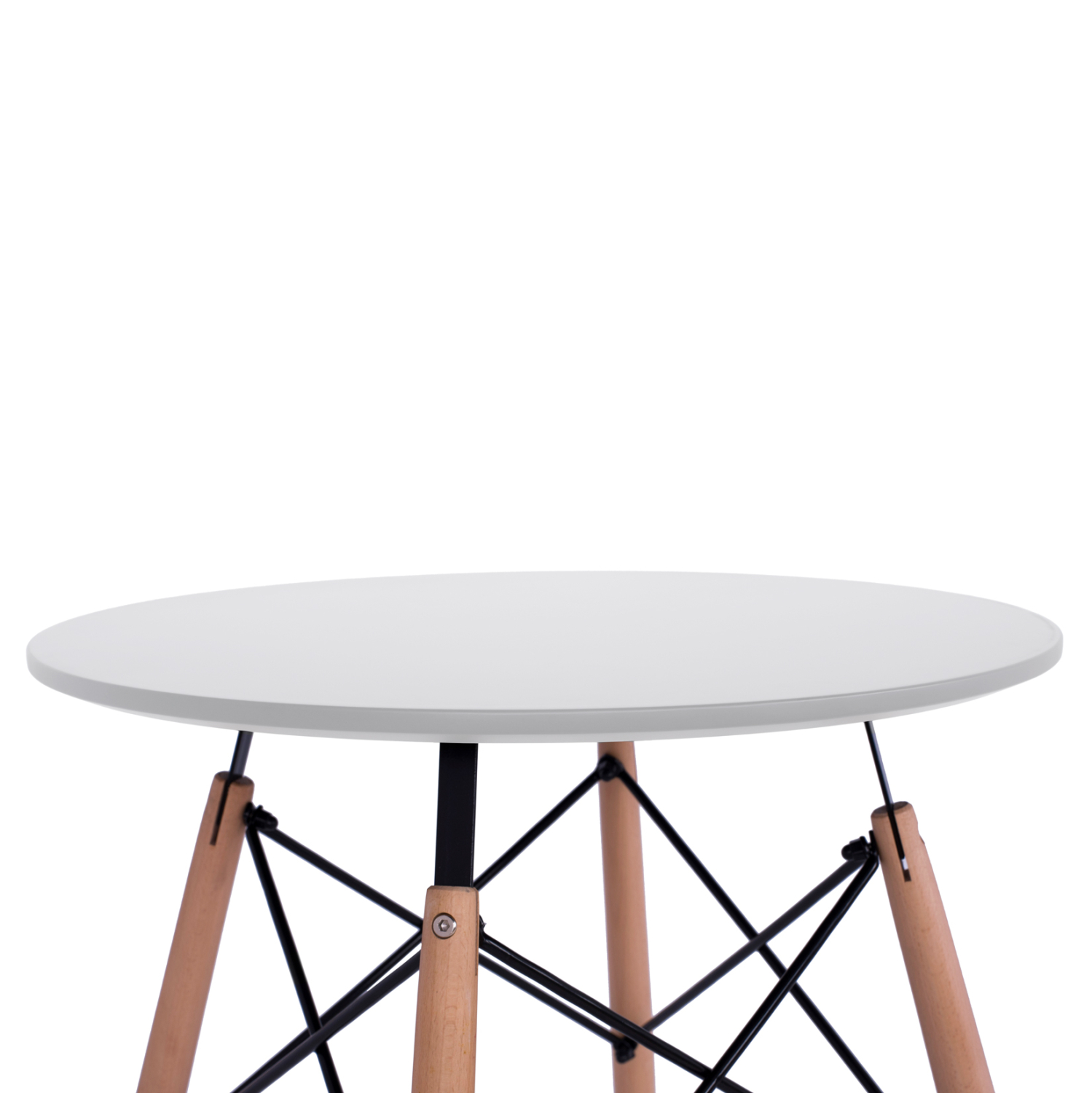 ΤΡΑΠΕΖΙ ΣΤΡΟΓΓΥΛΟ FB90060.01 ΛΕΥΚΟ ΧΡΩΜΑ MDF-ΠΟΔΙΑ ΟΞΙΑΣ ΦΥΣΙΚΟ Φ60Χ72Υεκ. - Image 4