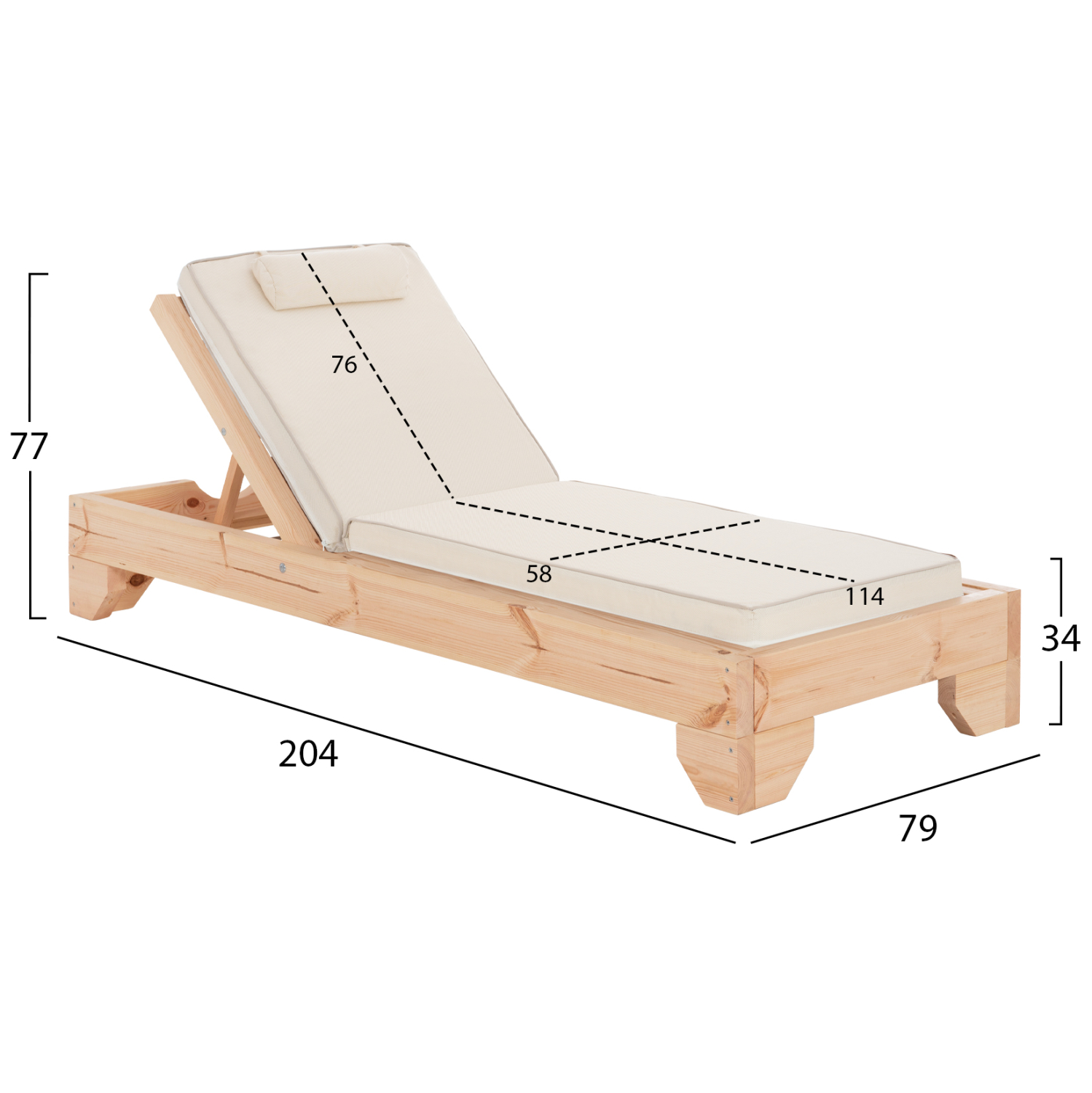 ΞΑΠΛΩΣΤΡΑ ΜΕ ΜΑΞΙΛΑΡΙ FB910789.60T ΞΥΛΟ ΠΕΥΚΟΥ--TEXTILENE ΕΚΡΟΥ 79x204x77Υεκ - Image 2