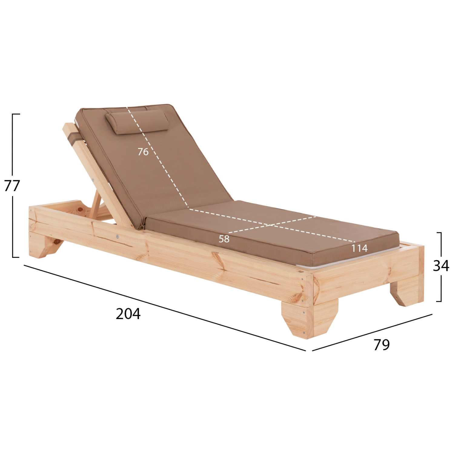 ΞΑΠΛΩΣΤΡΑ ΜΕ ΜΑΞΙΛΑΡΙ FB910791.04T ΞΥΛΟ ΠΕΥΚΟΥ--TEXTILENE ΣΕ ΜΟΚΑ 79x204x77Υ - Image 2