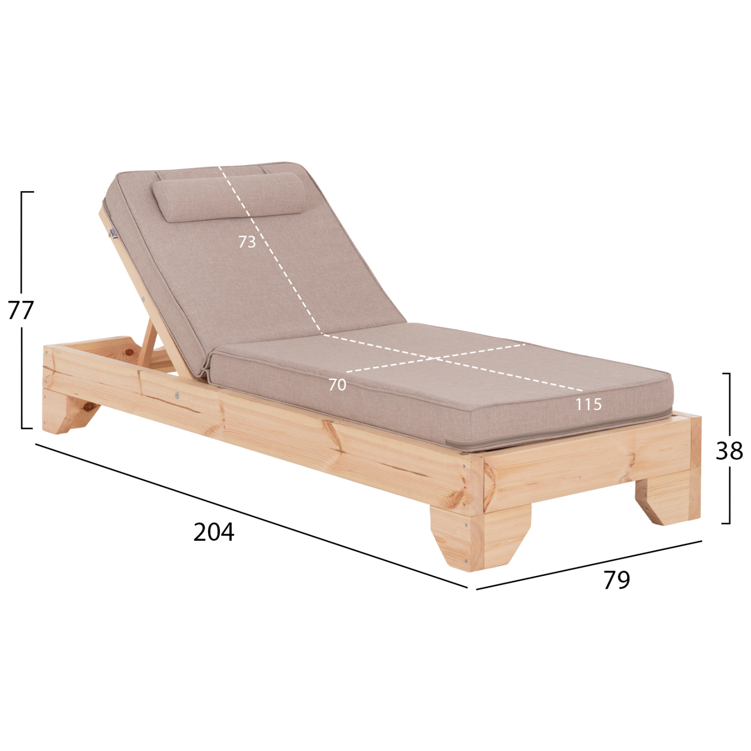 ΞΑΠΛΩΣΤΡΑ ΜΕ ΜΑΞΙΛΑΡΙ FB910797.72 ΞΥΛΟ ΠΕΥΚΟΥ--OLEFIN ΣΕ ΜΠΕΖ 79x204x77Υεκ - Image 2