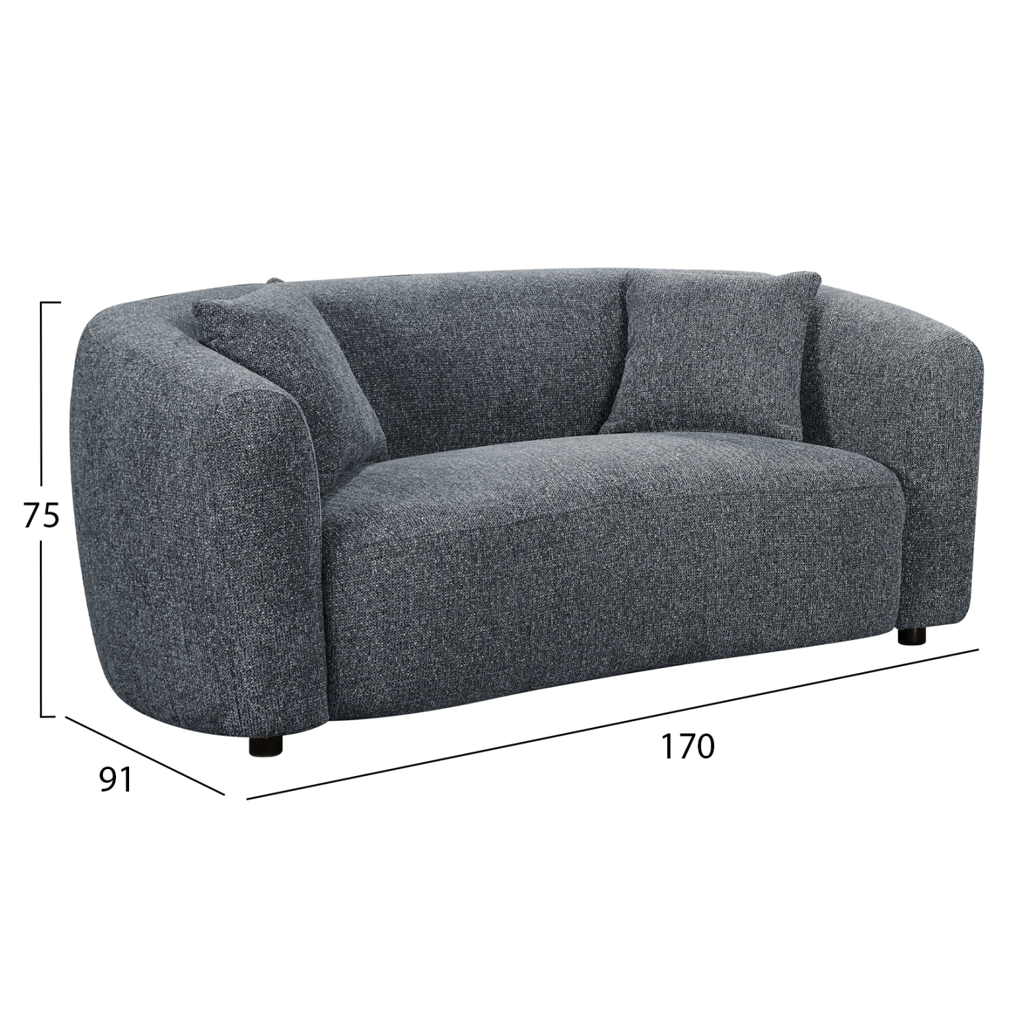 ΚΑΝΑΠΕΣ 2-ΘΕΣΙΟΣ FB93322.01 ΓΚΡΙ ΥΦΑΣΜΑ 170x91x75Υεκ. - Image 2