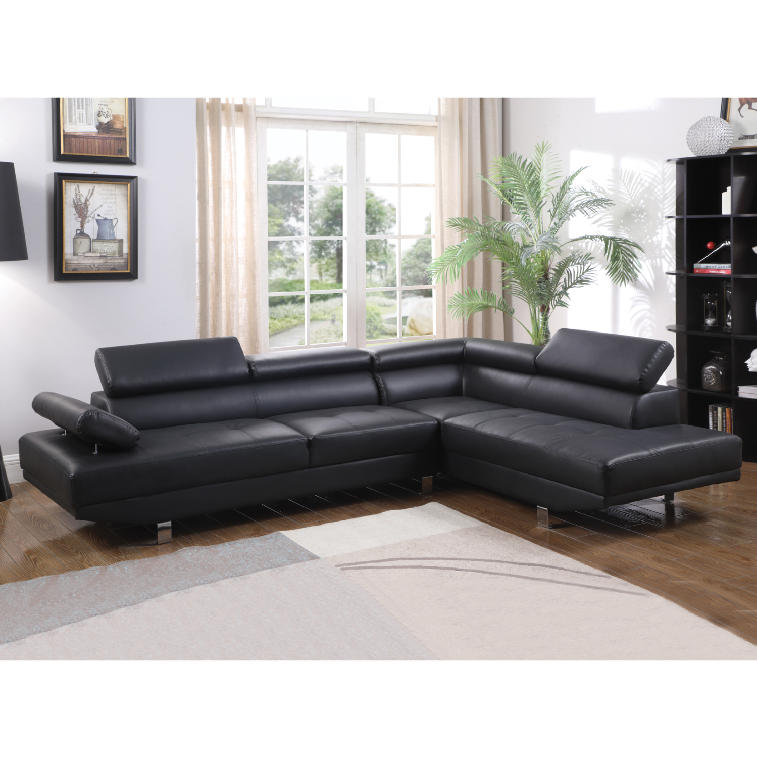 ΚΑΝΑΠΕΣ ΓΩΝΙΑ ΔΕΞΙΑ FB93084.02R ΑΠΟ ΜΑΥΡΟ PU 270x200x87Υ εκ. - Image 2