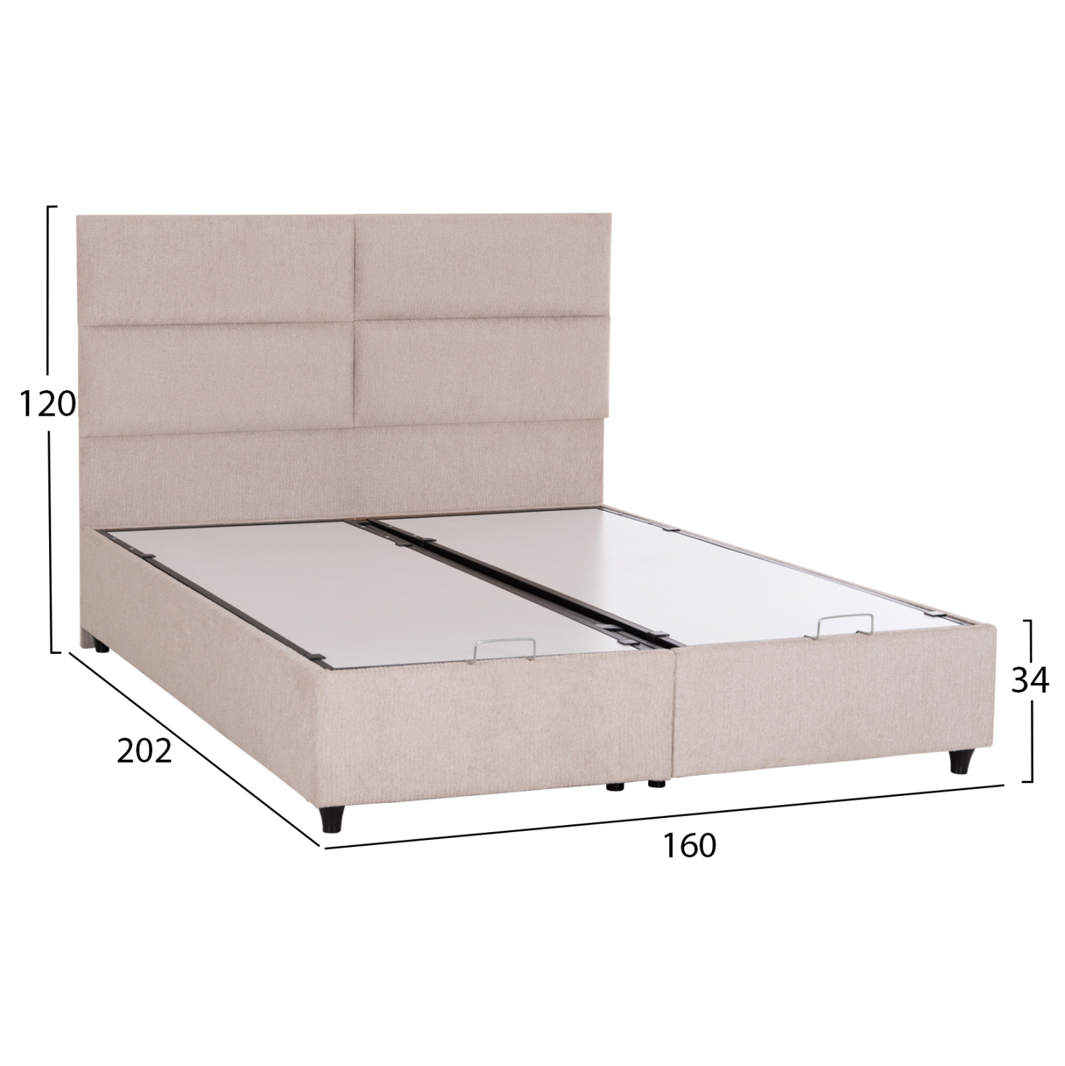 ΚΡΕΒΑΤΙ ΔΙΠΛΟ ΜΕ ΑΠΟΘΗΚΕΥΤΙΚΟ ΧΩΡΟ FB9622.32 ΜΠΕΖ ΥΦΑΣΜΑ-- ΓΙΑ ΣΤΡΩΜΑ 160x200εκ - Image 3