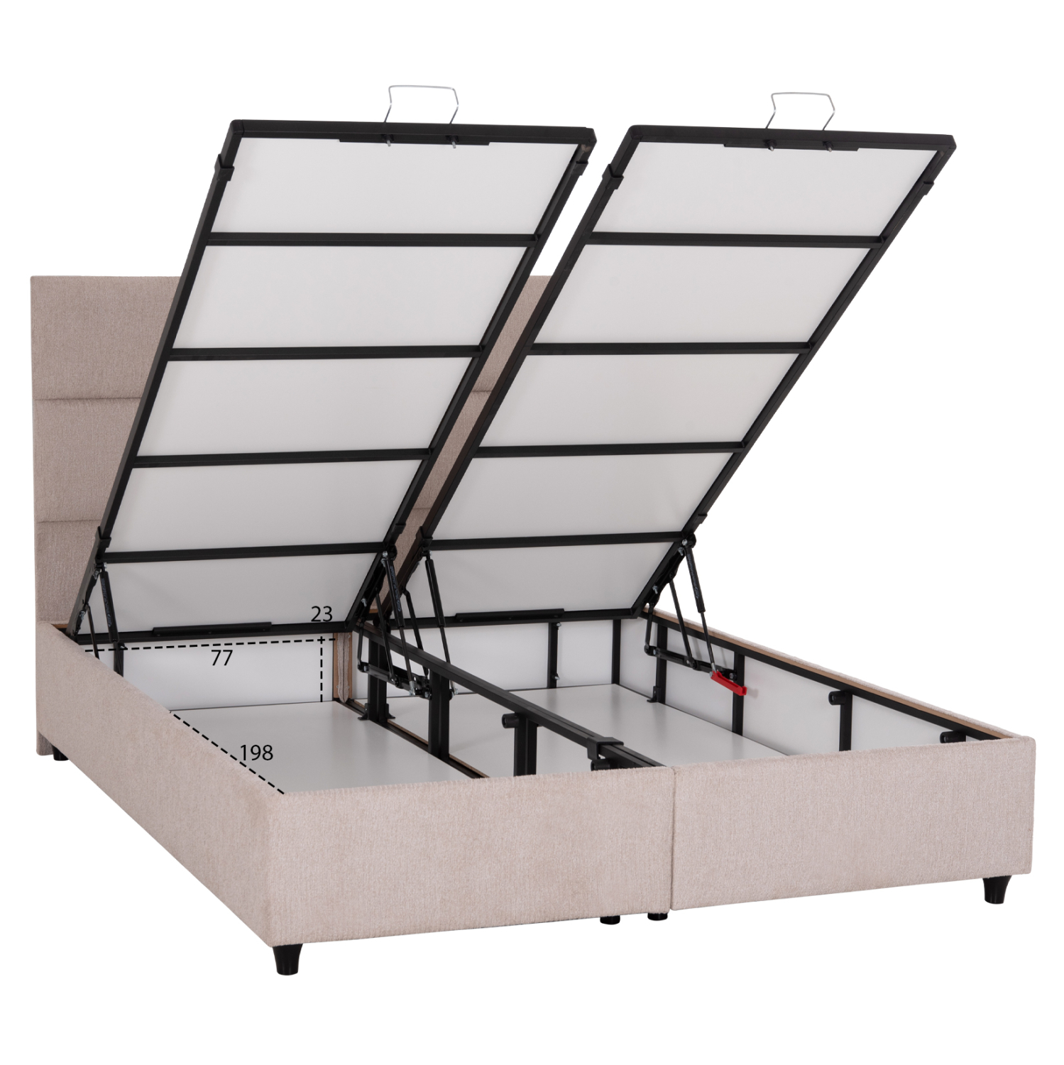 ΚΡΕΒΑΤΙ ΔΙΠΛΟ ΜΕ ΑΠΟΘΗΚΕΥΤΙΚΟ ΧΩΡΟ FB9622.32 ΜΠΕΖ ΥΦΑΣΜΑ-- ΓΙΑ ΣΤΡΩΜΑ 160x200εκ - Image 4