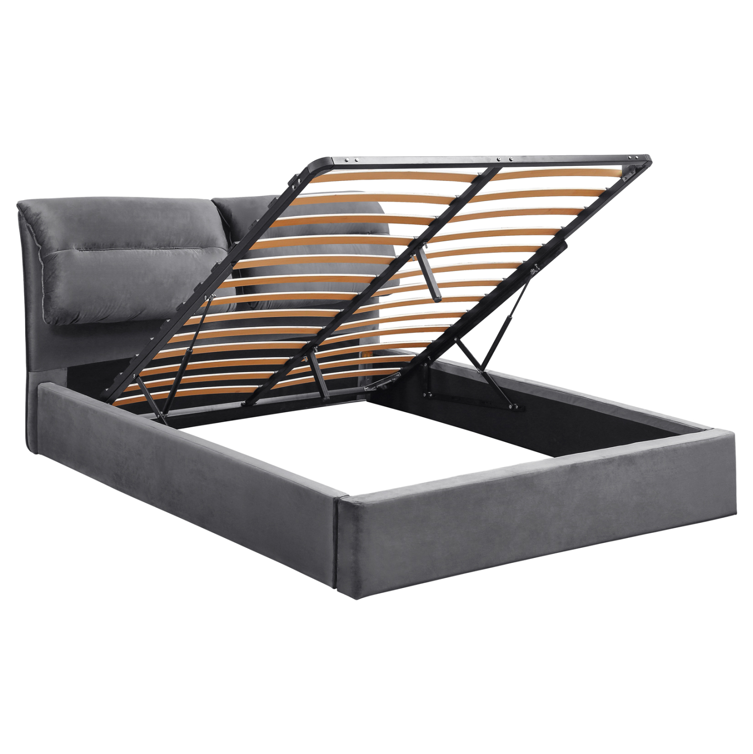 ΚΡΕΒΑΤΙ ΔΙΠΛΟ & ΣΤΡΩΜΑ FB910720.01 ΓΚΡΙ ΒΕΛΟΥΔΟ ΜΕ ΑΠΟΘ.ΧΩΡΟ--ΓΙΑ 160x200εκ - Image 4