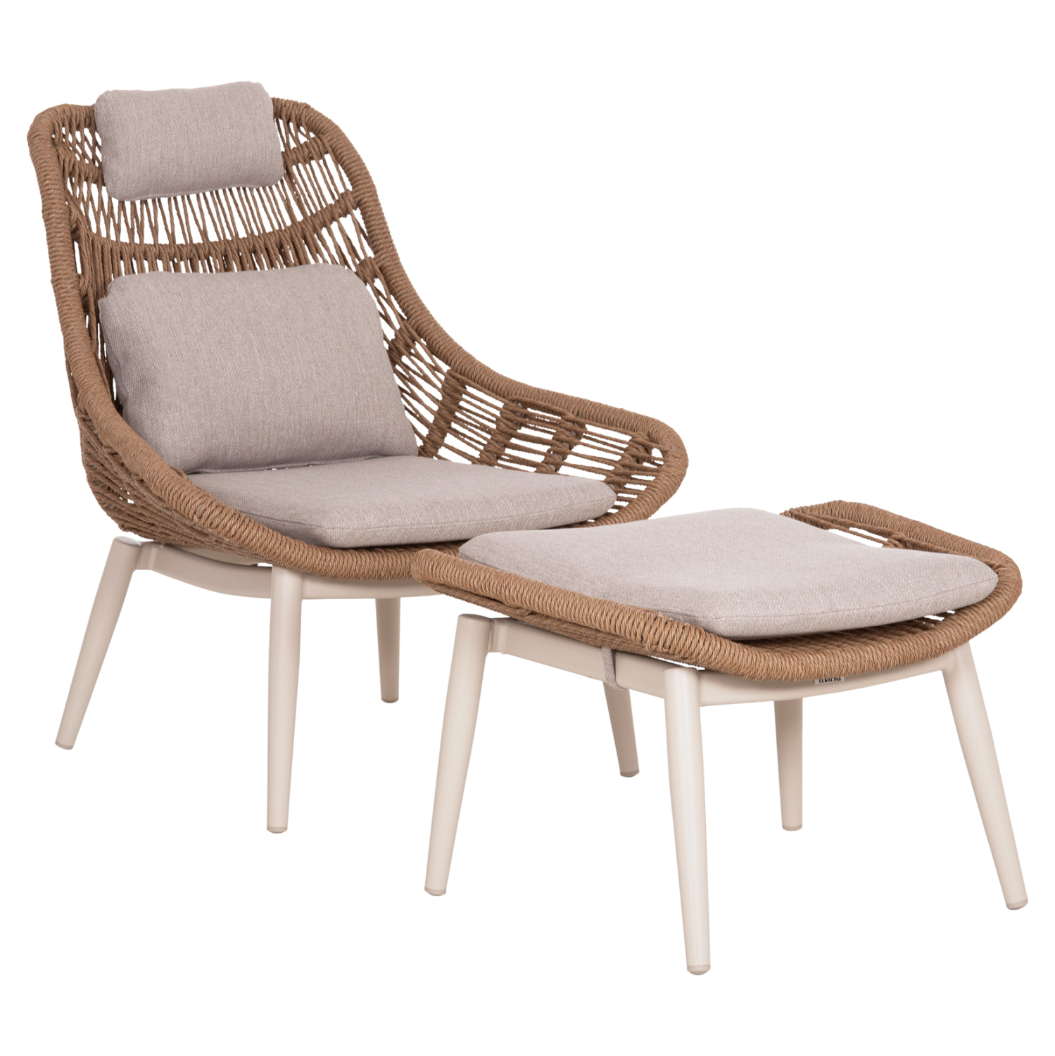 ΠΟΛΥΘΡΟΝΑ LOUNGE ΜΕ ΥΠΟΠΟΔΙΟ FB96561.02 ΑΛΟΥΜΙΝΙΟ ΜΠΕΖ--WICKER 90x85x96Υεκ