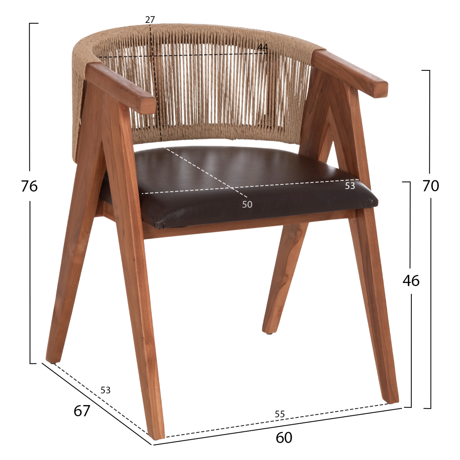 ΠΟΛΥΘΡΟΝΑ ΤΡΑΠΕΖΑΡΙΑΣ FB918238.11 ΞΥΛΟ ΤΕΑΚ-ΚΑΦΕ PU-ΣΧΟΙΝΙ 60x67x76Υεκ. - Image 2