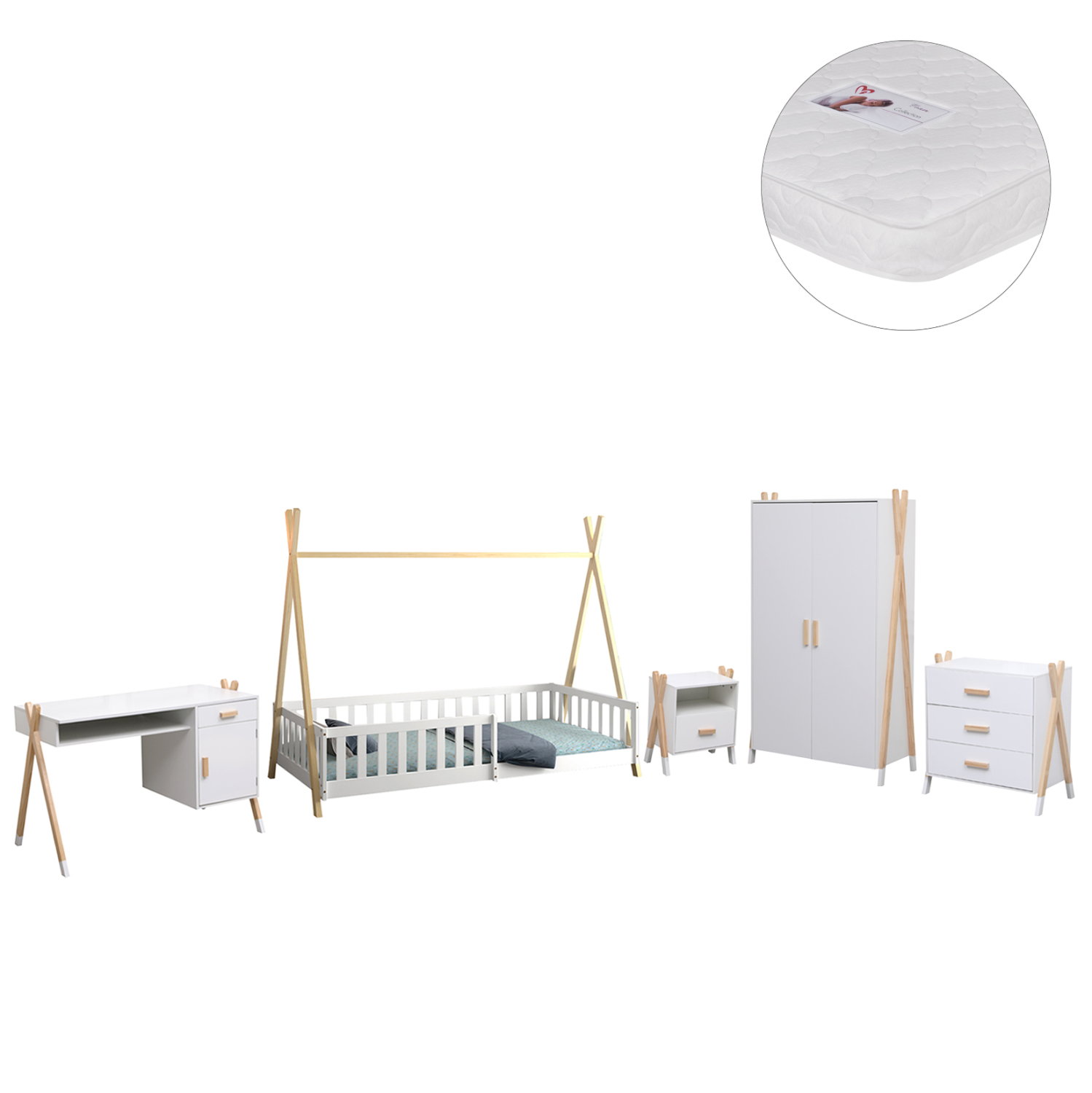 ΣΕΤ ΠΑΙΔΙΚΟΥ ΔΩΜΑΤΙΟΥ 6TMX FB921337 ΞΥΛΟ ΠΕΥΚΟΥ--ΜΕΛΑΜΙΝΗ-ΛΕΥΚΟ