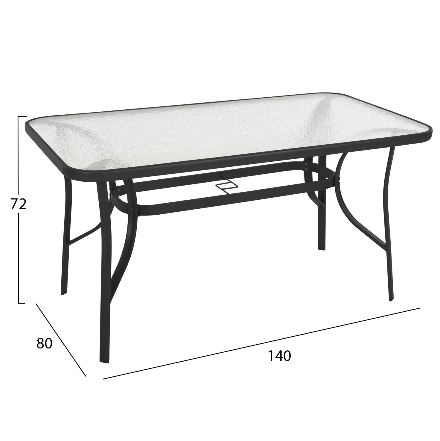 ΤΡΑΠΕΖΙ FB95106.03 ΜΑΥΡΟ ΜΕΤΑΛΛΙΚΟ ΜΕ ΓΥΑΛΙΝΗ ΕΠΙΦΑΝΕΙΑ 140Χ80Χ72Υεκ - Image 2