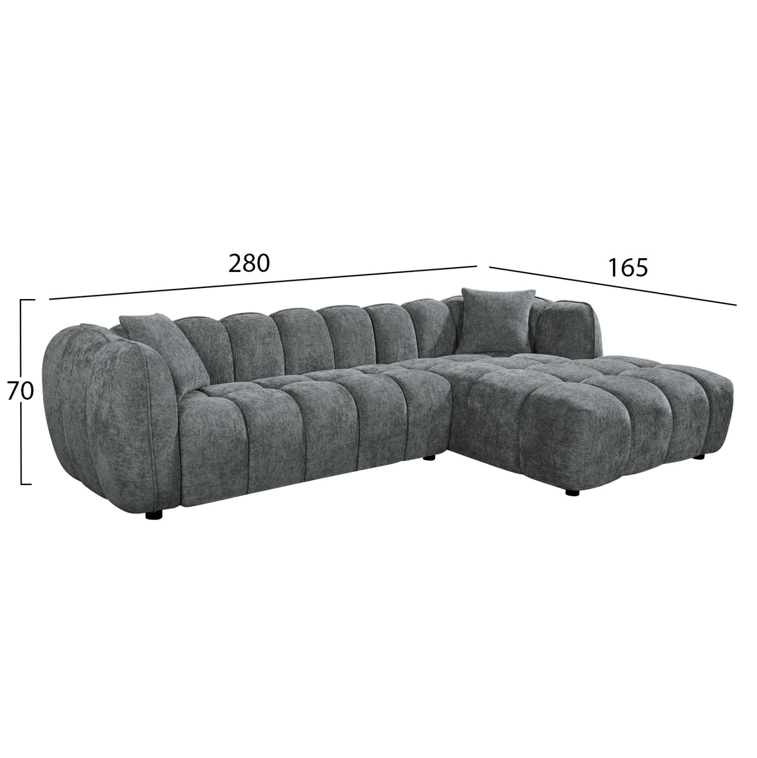 ΣΕΤ ΚΑΝΑΠΕΣ ΓΩΝΙΑ (ΔΕΞΙΑ)-ΠΟΛΥΘΡΟΝΑ LOUNGE LYKKE FB910820.01R ΓΚΡΙ ΥΦΑΣΜΑ - Image 2