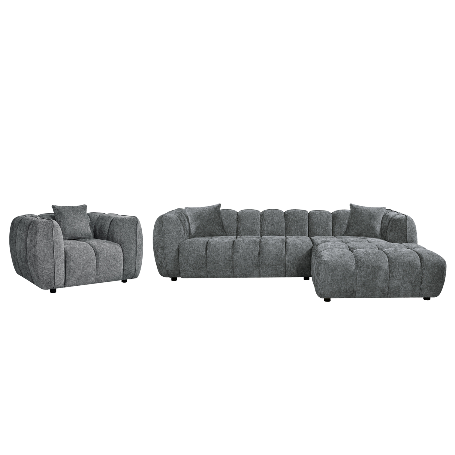 ΣΕΤ ΚΑΝΑΠΕΣ ΓΩΝΙΑ (ΔΕΞΙΑ)-ΠΟΛΥΘΡΟΝΑ LOUNGE LYKKE FB910820.01R ΓΚΡΙ ΥΦΑΣΜΑ