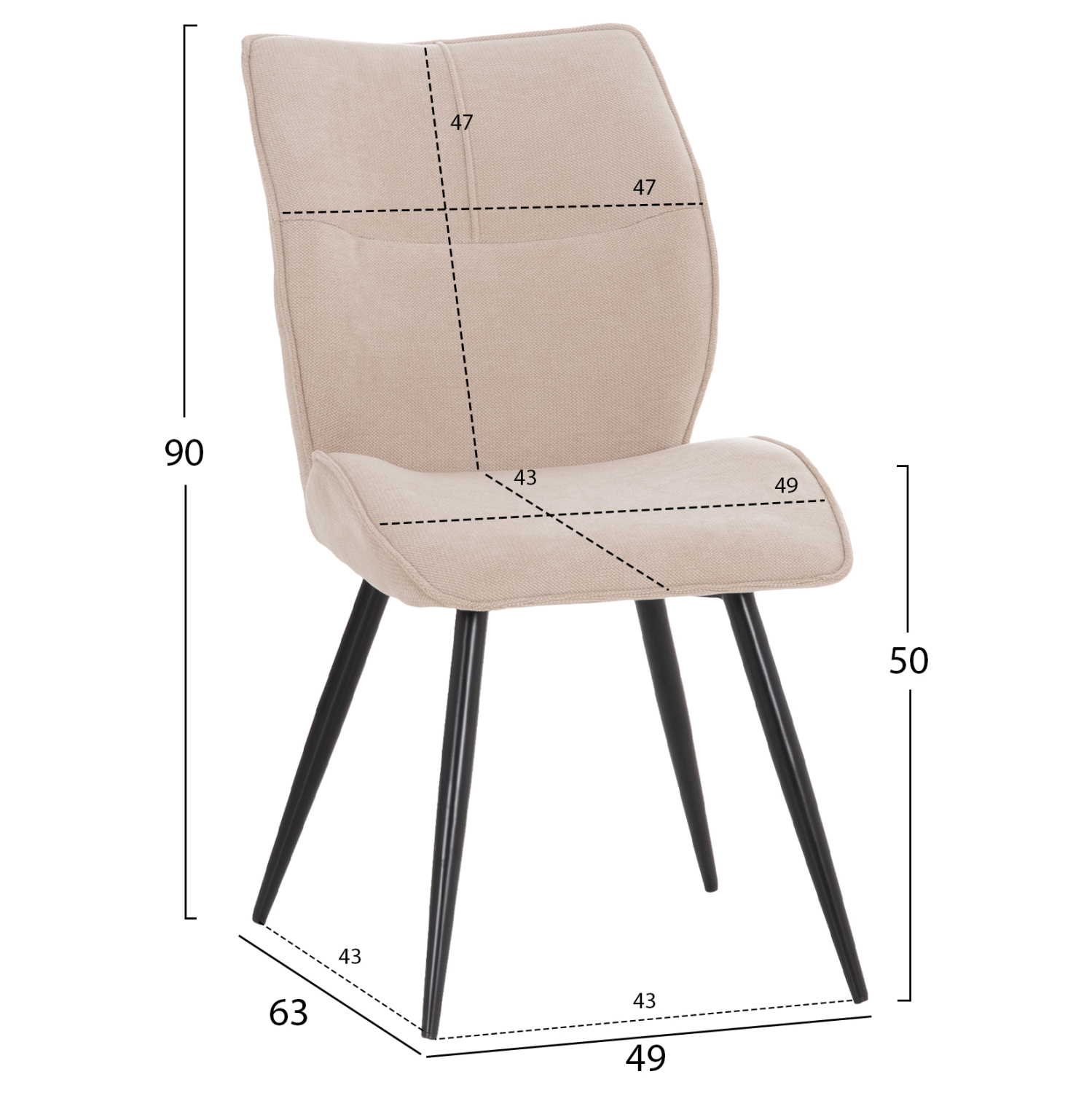 ΣΕΤ ΤΡΑΠΕΖΑΡΙΑΣ 5ΤΜΧ FB910847.02 MDF TOP ΦΥΣΙΚΟ--ΥΦΑΣΜΑ ΜΠΕΖ & ΜΕΤΑΛΛΟ ΜΑΥΡΟ - Image 3