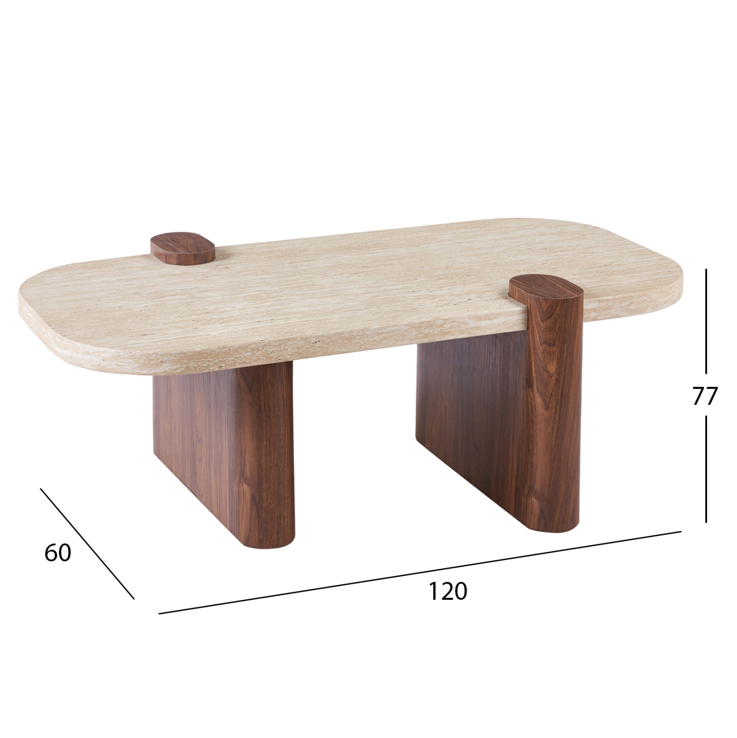 ΤΡΑΠΕΖΙ ΣΑΛΟΝΙΟΥ FB918435 MDF TOP ΟΨΗ ΤΡΑΒΕΡΤΙΝΑΣ-MDF ΠΟΔΙΑ ΚΑΡΥΔΙ 120x60x40Υεκ - Image 2