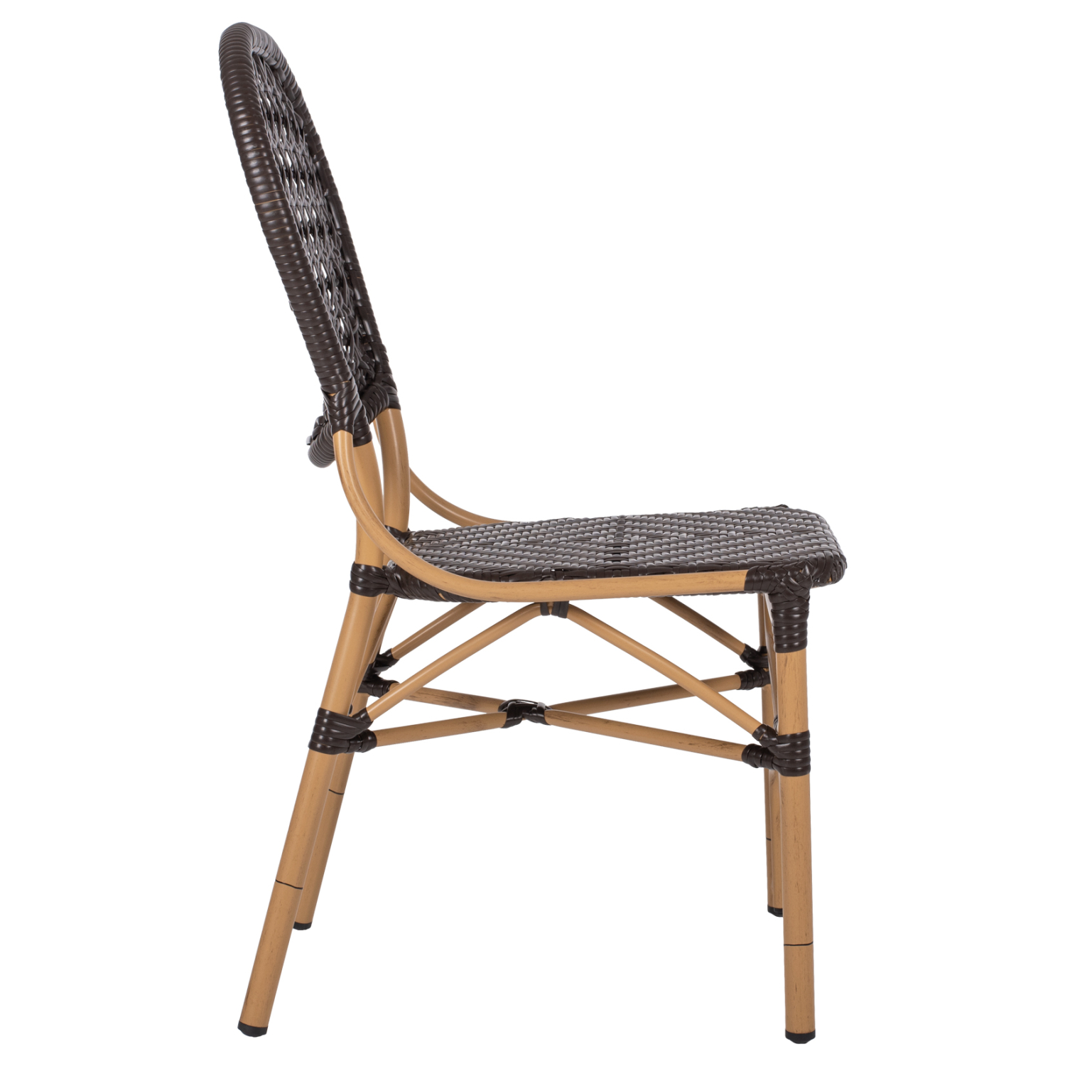 ΚΑΡΕΚΛΑ ΑΛΟΥΜΙΝΙΟΥ BAMBOO LOOK ΜΕ ΚΑΦΕ PE RATTAN FB95925.01 47x58x95Yεκ. - Image 4