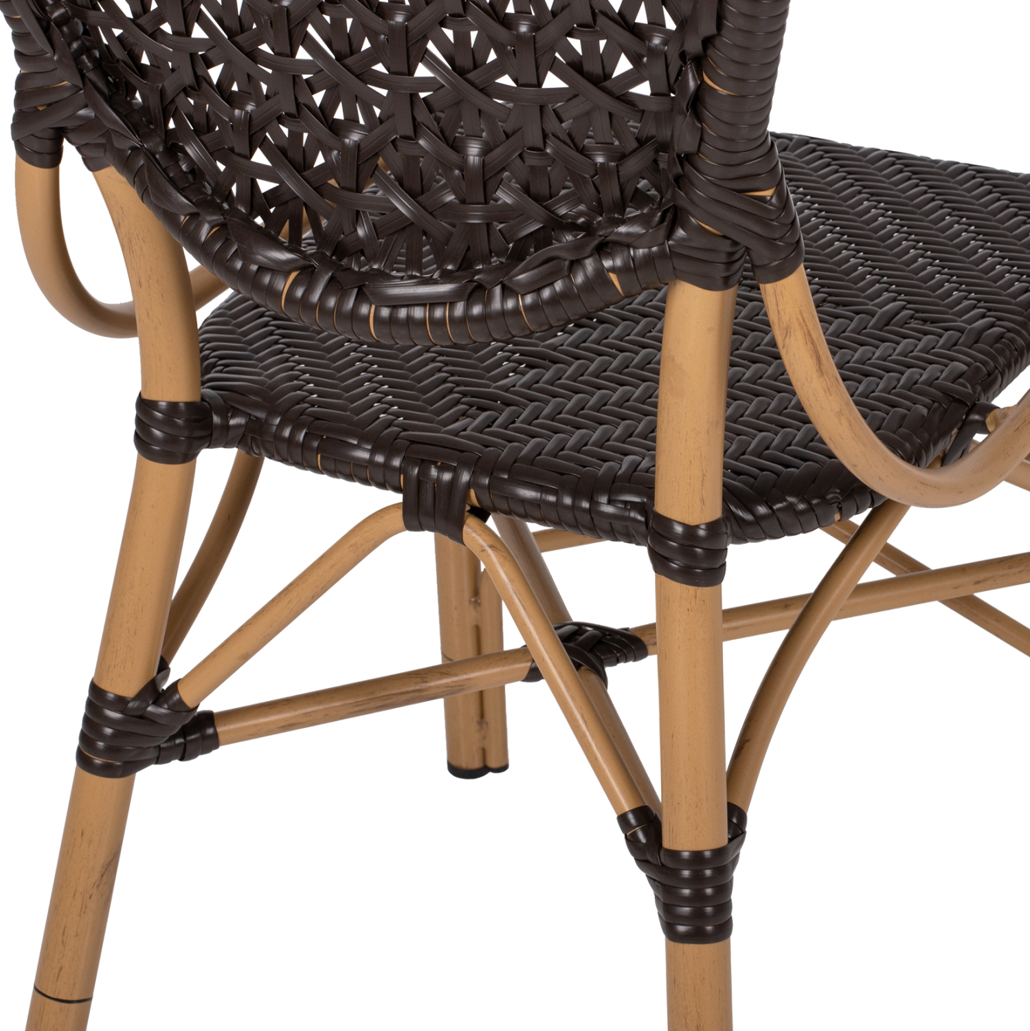ΚΑΡΕΚΛΑ ΑΛΟΥΜΙΝΙΟΥ BAMBOO LOOK ΜΕ ΚΑΦΕ PE RATTAN FB95925.01 47x58x95Yεκ. - Image 10