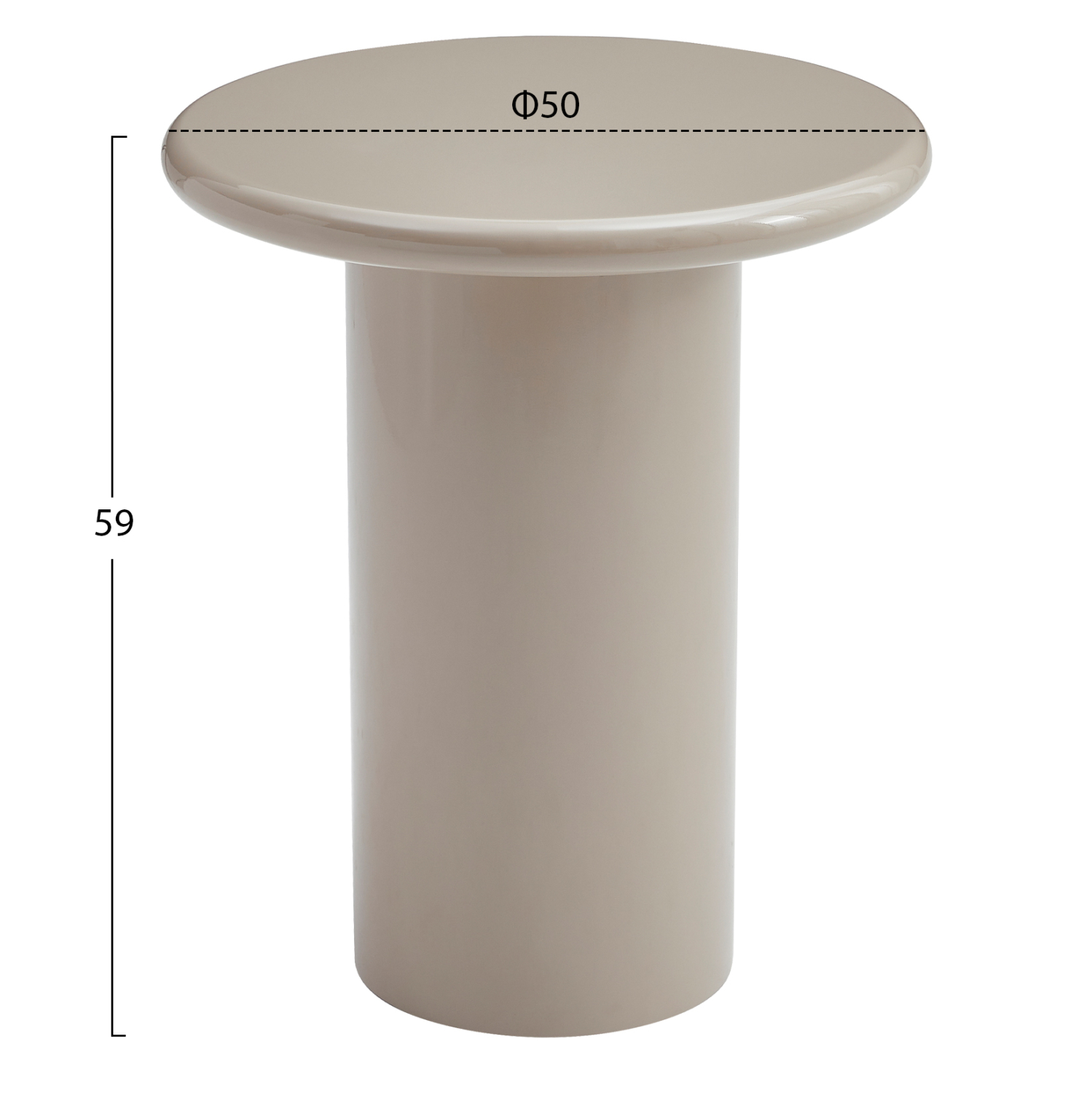ΒΟΗΘΗΤΙΚΟ ΤΡΑΠΕΖΑΚΙ FB918455.05 MDF ΣΕ GLOSSY TAUPE Φ50x59Υεκ - Image 2