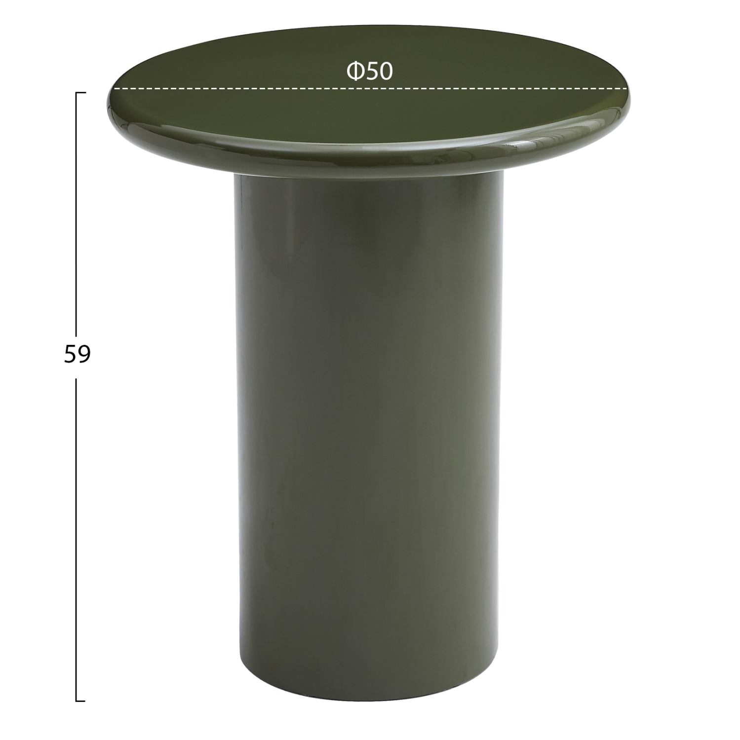 ΒΟΗΘΗΤΙΚΟ ΤΡΑΠΕΖΑΚΙ FB918455.07 MDF ΣΕ GLOSSY ΠΡΑΣΙΝΟ Φ50x59Υεκ - Image 2