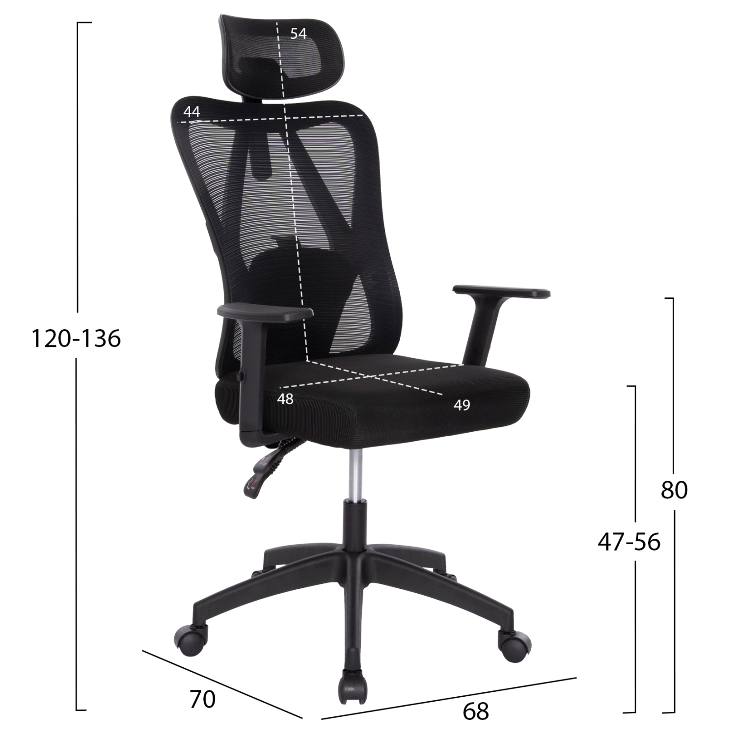 ΚΑΡΕΚΛΑ ΓΡΑΦΕΙΟΥ FB91195.01 ΜΑΥΡΟ MESH-PP ΒΑΣΗ 68x70x136Υεκ. - Image 2