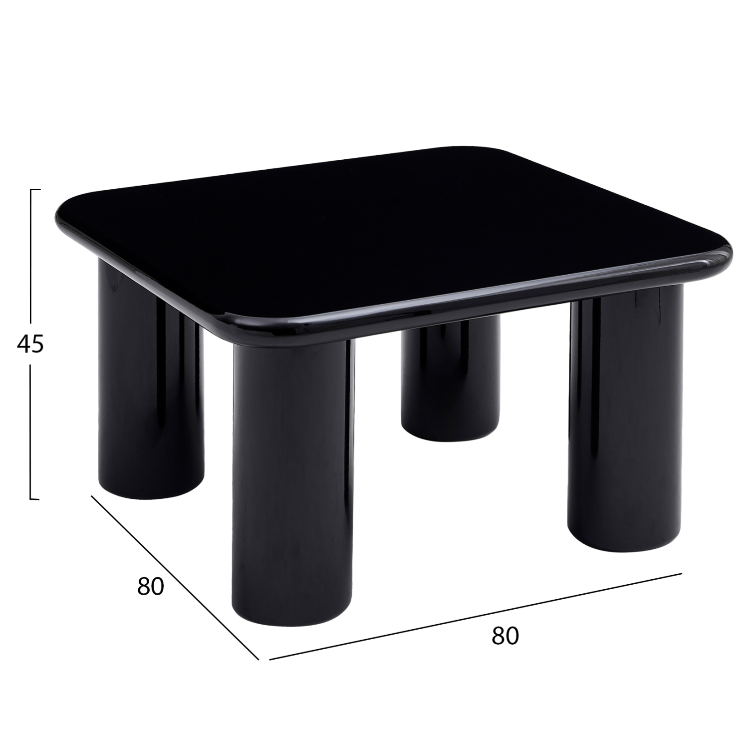 ΤΡΑΠΕΖΙ ΣΑΛΟΝΙΟΥ FB918453.02 MDF ΣΕ GLOSSY ΜΑΥΡΟ 80x80x45Υεκ - Image 2