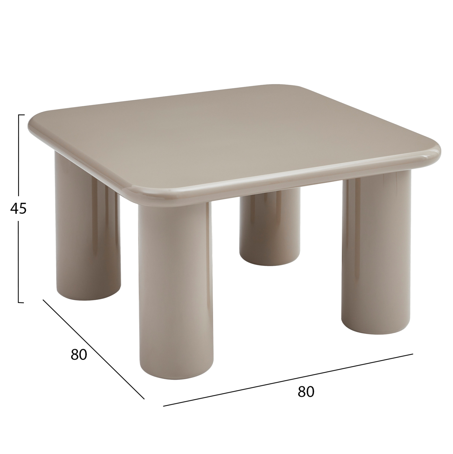 ΤΡΑΠΕΖΙ ΣΑΛΟΝΙΟΥ FB918453.05 MDF ΣΕ GLOSSY TAUPE 80x80x45Υεκ - Image 2