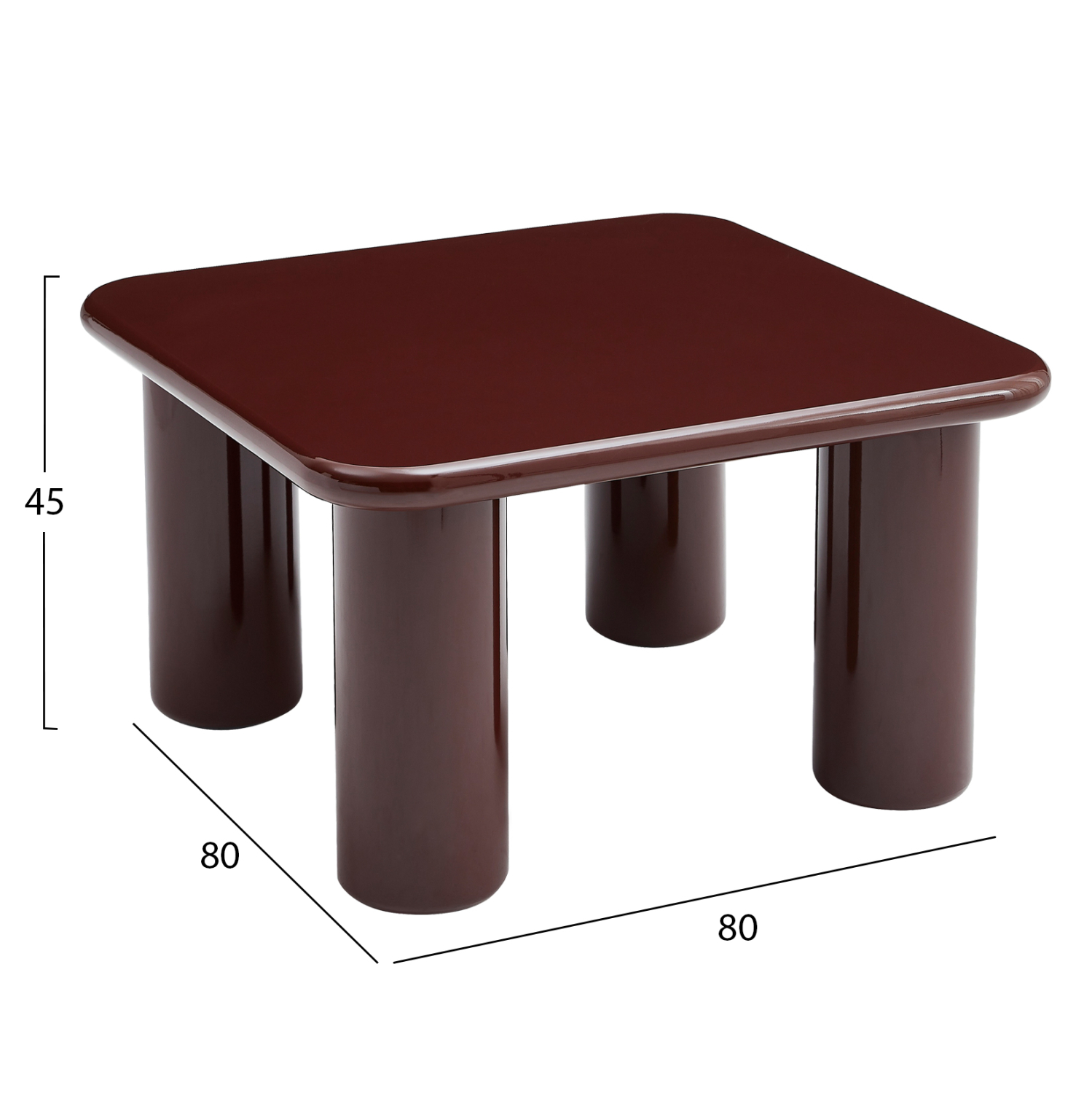 ΤΡΑΠΕΖΙ ΣΑΛΟΝΙΟΥ FB918453.06 MDF ΣΕ GLOSSY ΚΟΚΚΙΝΟ 80x80x45Υεκ - Image 2
