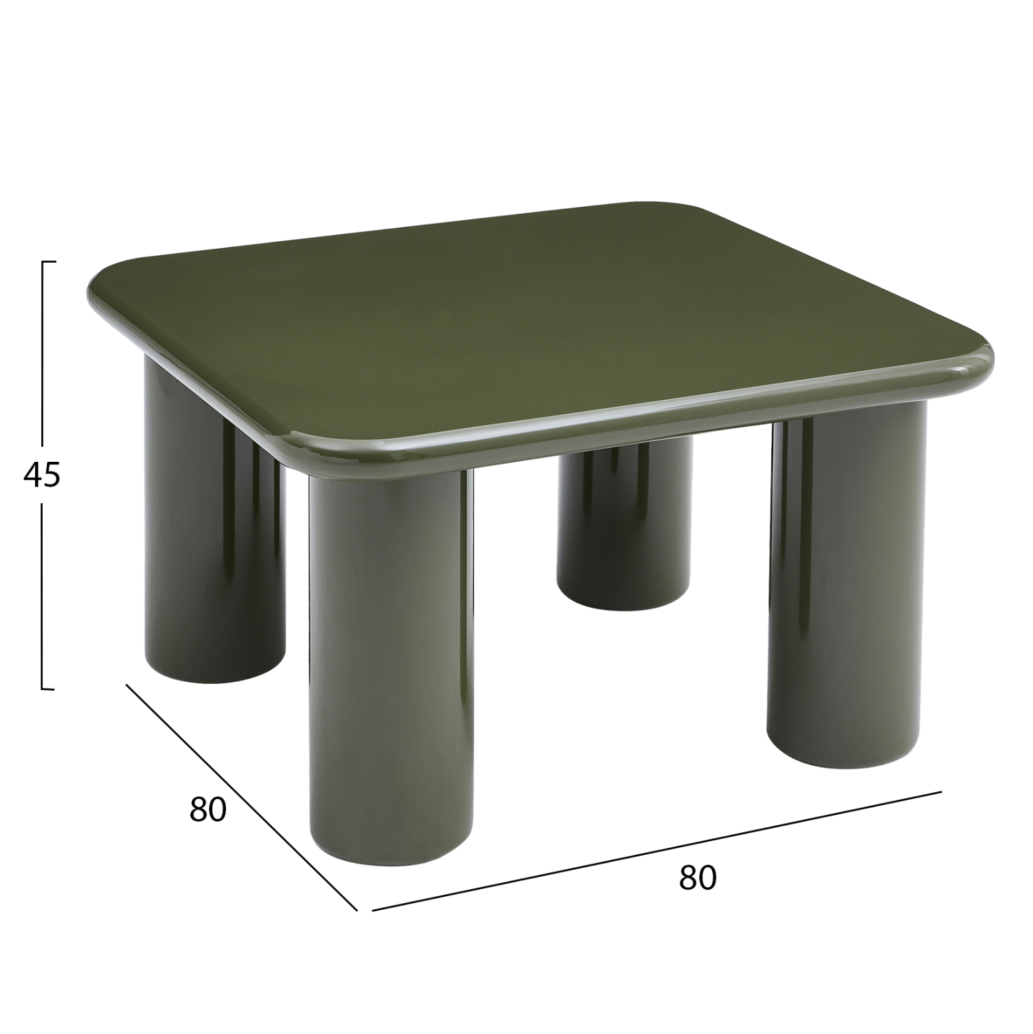ΤΡΑΠΕΖΙ ΣΑΛΟΝΙΟΥ FB918453.07 MDF ΣΕ GLOSSY ΠΡΑΣΙΝΟ 80x80x45Υεκ - Image 2